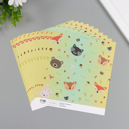 Scrapbooking paper "Forest animals" density 180 grams set 10 pcs 15.5x17 cm-1