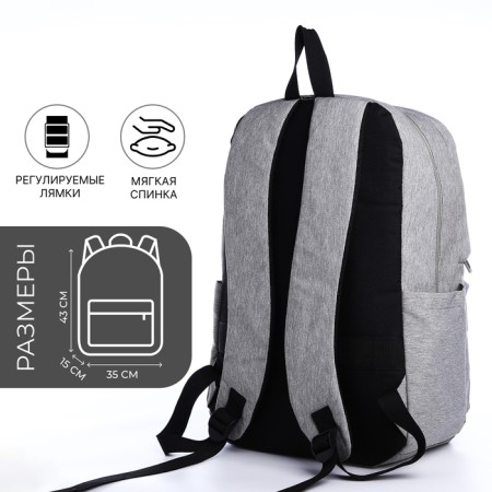 Young backpack from the textiles on lightning, Fulldorn, 3 pockets, color gray color-5