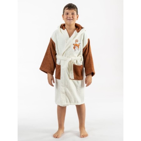 Terry robe for a boy, height 146-152 cm, milk color