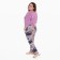 Female pants with print, white/pink color, size 54