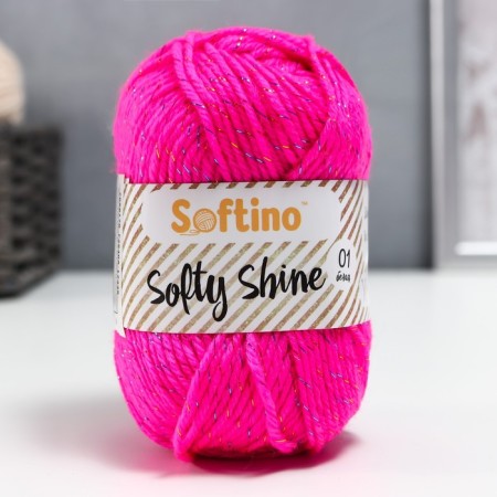 Yarn 70% acrylic, 30% silk "Softy Shine" 50 g 85 m color 02 bright pink