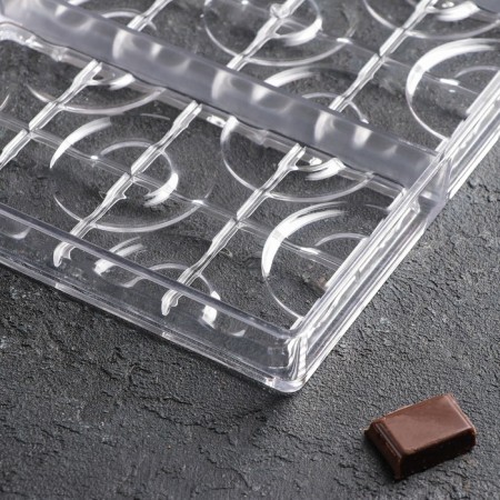 Konfinetta chocolate form “Tiles with rings”, 27.5 × 17.5 × 2.5 cm, 3 cells (15.3 × 7.5x0.8 cm)-3