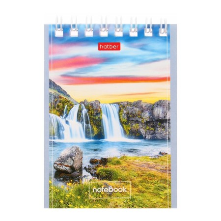 Notepad A7, 40 sheets in the cage on the crest "Great landscapes", cover coated cardboard, mix-7