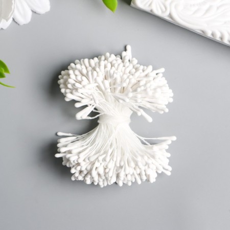 Stamens for flowers "Drops Matte White" d = 1.5 mm set 400 pcs length 6 cm