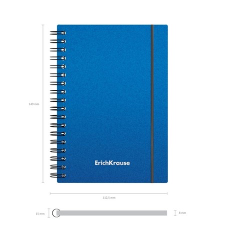 Notebook A6 (120 x 146 mm), 80 sheets in a cage on the crest Erichkrause "Ice Metallic", plastic cover, elastic band, offset unit, white 100%, mix-10