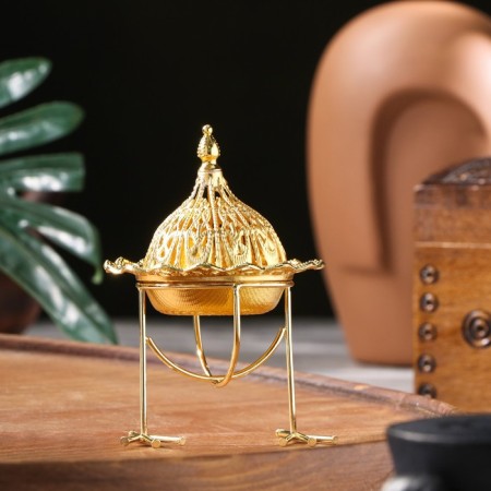 Kurilnitsa for incense powder and cones "Globus", golden, 8x6.7 cm