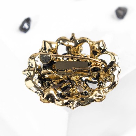 Brooch "Empress", brown color in black gold-1