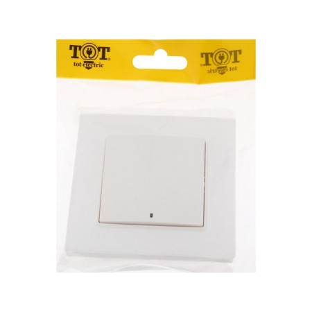 Tot Matte Glass switch, 10 a, 1 cl., With backlight, hidden, glass, white-5