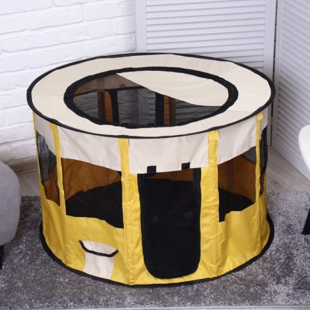 Animal aviary, tent, round, 90 x 55 cm, yellow-1