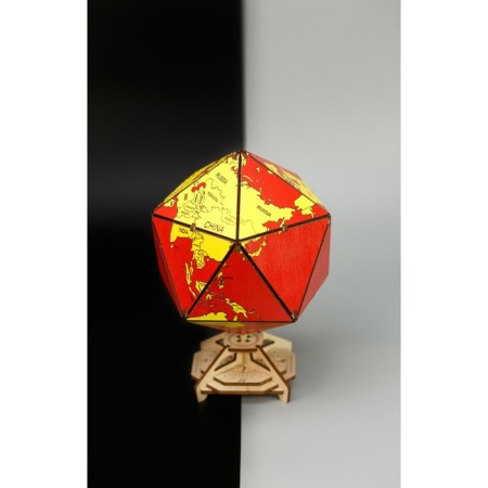 Designer Wooden 3D Ewa Globe Icosahedron with a secret (box, safe) red-5