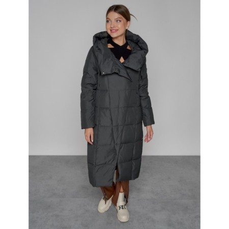 Coat insulated winter female, size 42, dark gray color-5
