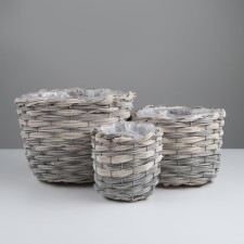A set of baskets of 3 pcs, d26xh20 cm, d21xh17 cm, d17xh14 cm, poplar