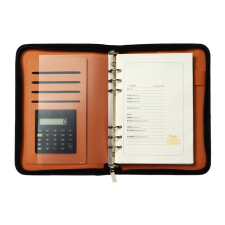 Organizer on the rings A5, 96 sheets in a ruler, on a zipper from 3 sides, leatherette, with a calculator, mix-12