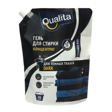 Liquid for washing Qualita, gel, for dark tissues, 1 liter-2