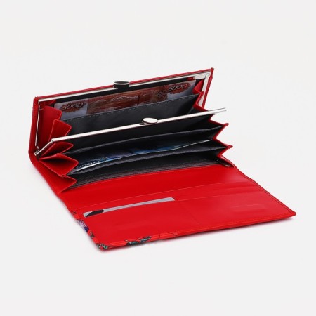 Women's wallet on magnets, red color-2