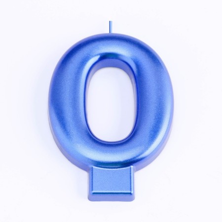 Candle for the Cake "European Giant", number 0, 7 cm, blue metallic-2