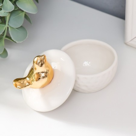 Coramics Coramics "Golden Bird" White 6.5x6.5x7 cm-2