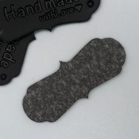 Handmade tag, skin, black color 1.5x4 cm-1
