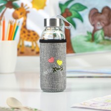 A glass bottle in the case “Bow”, 300 ml, h = 16.5 cm, color mix