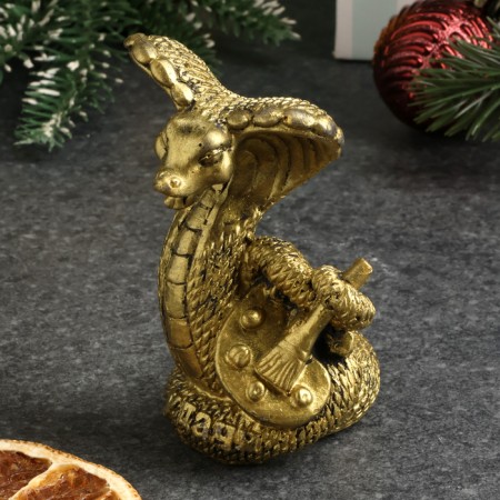 Figure "Snake with colors" Old gold, 8cm-3