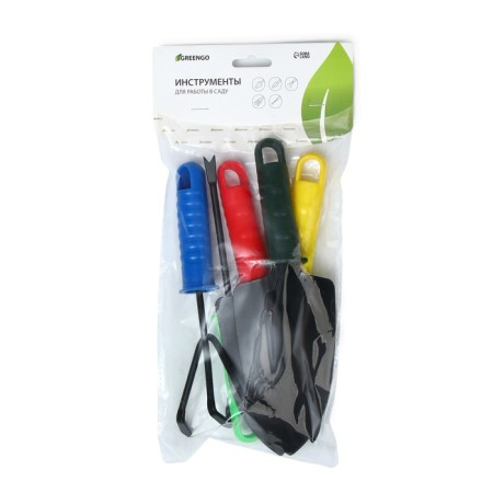 A set of garden tools, 5 items: 2 scoops, looser, fork, corneum, length 27 cm, plastic handles, color mix, Greengo-6