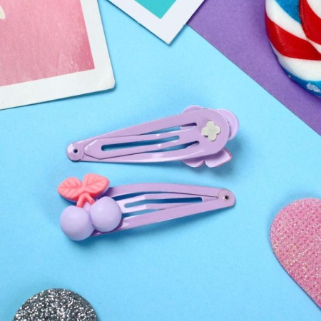 Invisibility for hair "Abel" (set 2 pcs) cherries, 5 cm, lilac-1