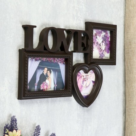 Photo frame-collage "Love" in 3 photos, wenge (plastic screen)-1