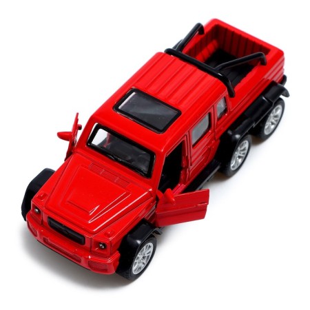 Metal machine "Jeep 6x6", 1:32, inertia, color red-2