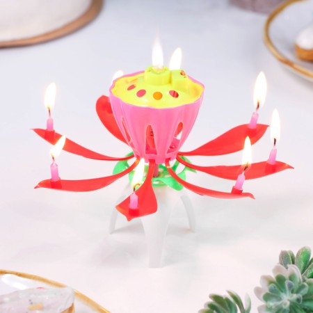 Candle for Cake Musical "Tulip", red, 12 × 5 cm-1