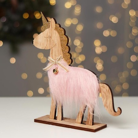 New Year's decor with the backlight "Unicorn with the bell" 21.5 × 5 × 23 cm, pink