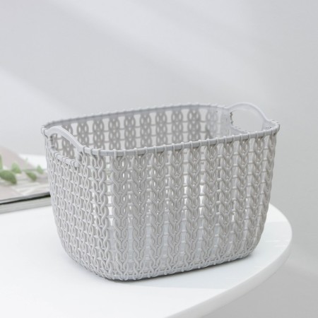 Storage basket with handles "Weaving", plastic, 17 × 12.5 × 10.5 cm, color mix