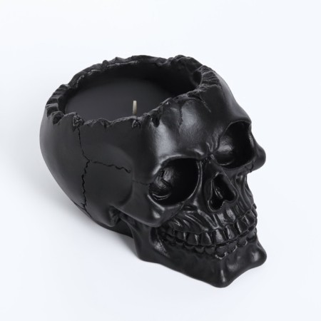 Aromatic candle in concrete "Black Skull", 14x11 cm, citrus-eucalyptus-2