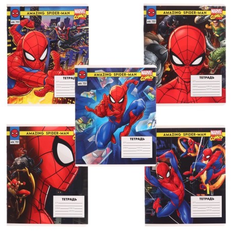 Notebook in a cage 12 sheets, 5 types of mix, cover coated cardboard, spider-man-1
