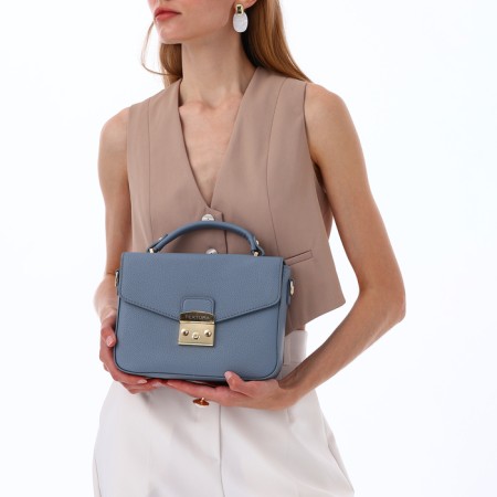 Women's bag on the valve, Textura, small size, blue color-1