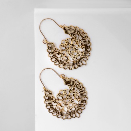 Earrings Metal "Vostok" Patterns, color black gold-1