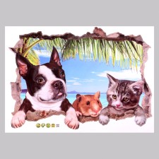 Stick 3D Interior pets 70*50cm