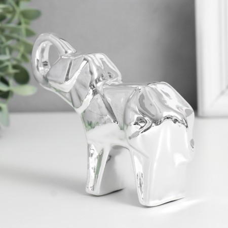 Souvenir ceramics "Elephant" Origami silver 14x3.5x10 cm-1