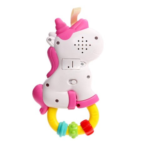 Musical toy - Suspension "Favorite Unicorn", eruption - rattle, sound, light, pink color-3