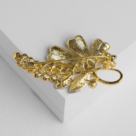 Brooch "Flower Lilac", white color in yellow gold-2