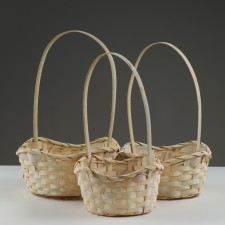 Camping of baskets, 19x7.5x9.5/31 cm, 22x9x11/34 cm, 24x9x11.5/35 cm, 3 pcs, yellow, bamboo