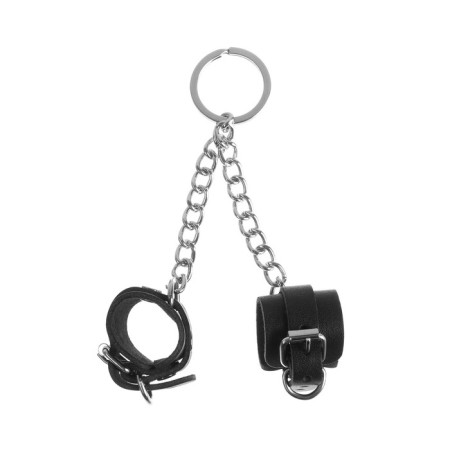 Leather keychain for a car key, handcuffs, genuine leather-3