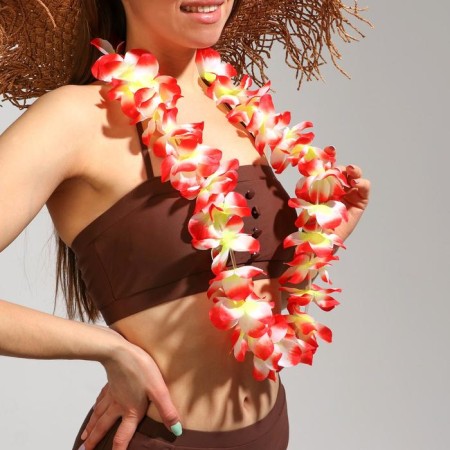 Hawaiian necklace "Large flowers", Mix colors-1