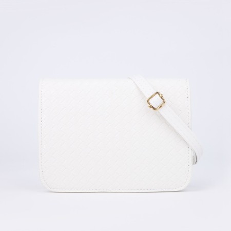 Bag's bag with lightning, long belt, white color-1
