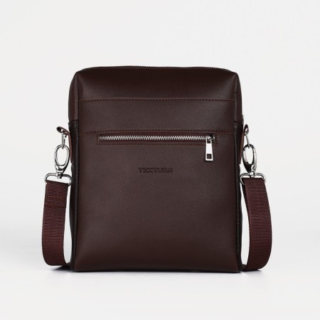 Men's bag over the shoulder, Textura, artificial leather, brown color-1