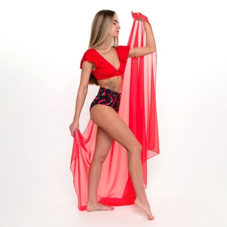 Pareo female, red color, size 120x170 cm-3