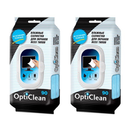 Wet Opticalan napkins for screens, 2 packages of 90 pcs