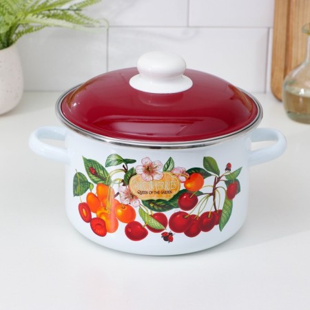 Cylindrical “cherries”, 3 l, with a lid, induction, white color, white