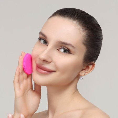 Washing brush, silicone, on suction cup, d = 5.5 cm, color mix-2
