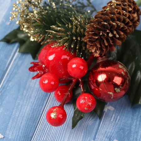 Decor "Winter Dreams" apples berries bump twig with snow, 15 cm-2