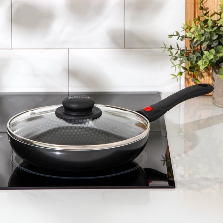 Forever pan, d = 22 cm, removable handle, glass cover, anti -stick coating, black color-6